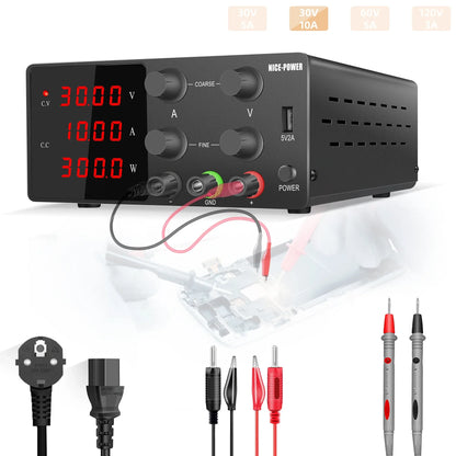 KUAIQU High Precision 30V10A Adjustable DC Stabilized Power Supply, Laboratory Specific Digital Display Power Supply, Aging Test