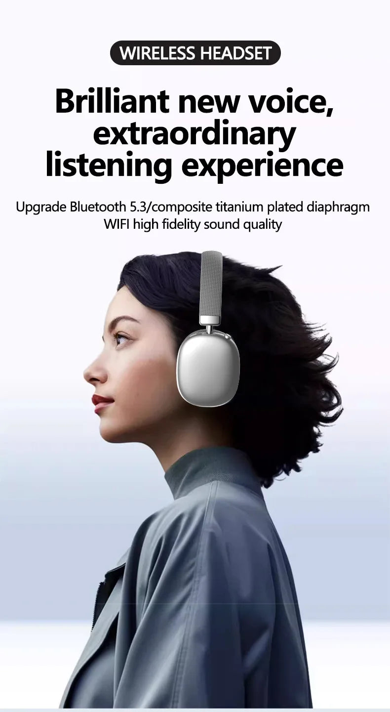 Original Over-Ear Wireless Bluetooth Headphones Noise Cancelling Microphone Gaming Head  Mounted Earphones Supports TF Card