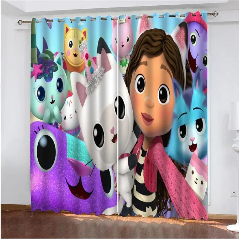 Gabby Doll house 3D Printed Blackout Curtain for Kids Adults Bedroom Home Decor