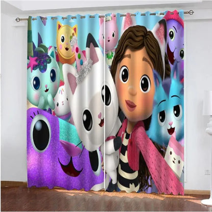 Gabby Doll house 3D Printed Blackout Curtain for Kids Adults Bedroom Home Decor