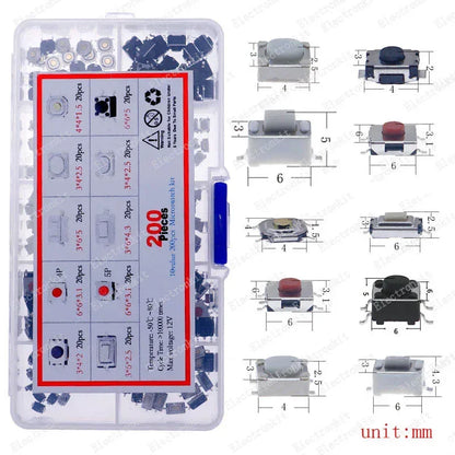 Micro Switch types kit push button tact switch reset mini leaf switch on-off power SMD dip 2x4 3x6 4x4 6 12x12 DIY set