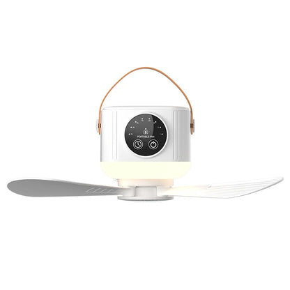 USB Dormitory/Camping Small Ceiling Fan 8-Hour Timer, With Night Light, 4 Levels of Strength Portable Fan