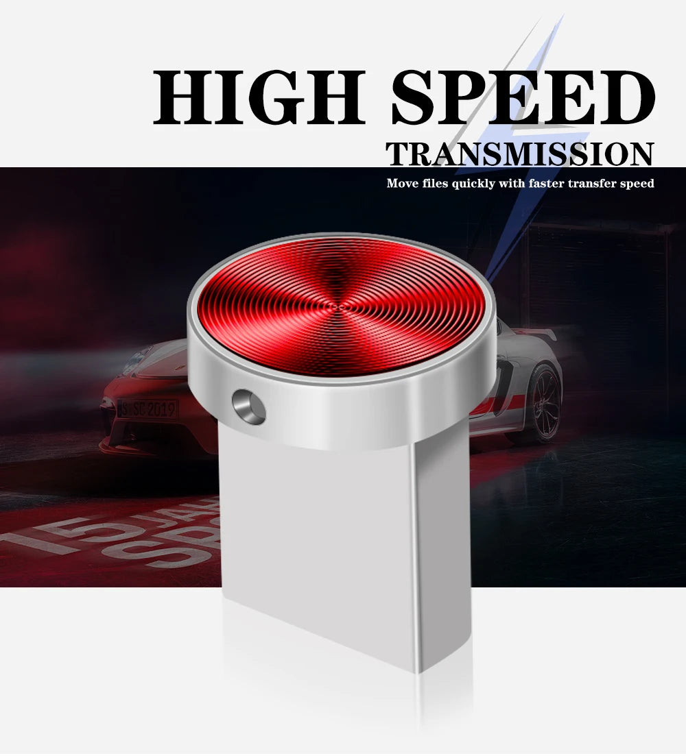 Mini Metal USB Flash Drive 128GB High Speed Memory Stick 64GB Blue Waterproof Pen Drive 32GB Circular Button USB Stick 16GB 8GB