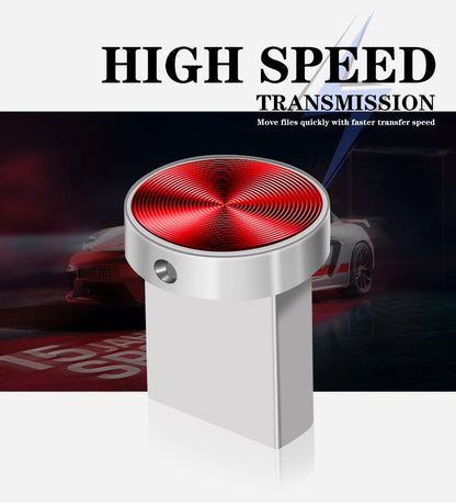 Mini Metal USB Flash Drive 128GB High Speed Memory Stick 64GB Blue Waterproof Pen Drive 32GB Circular Button USB Stick 16GB 8GB