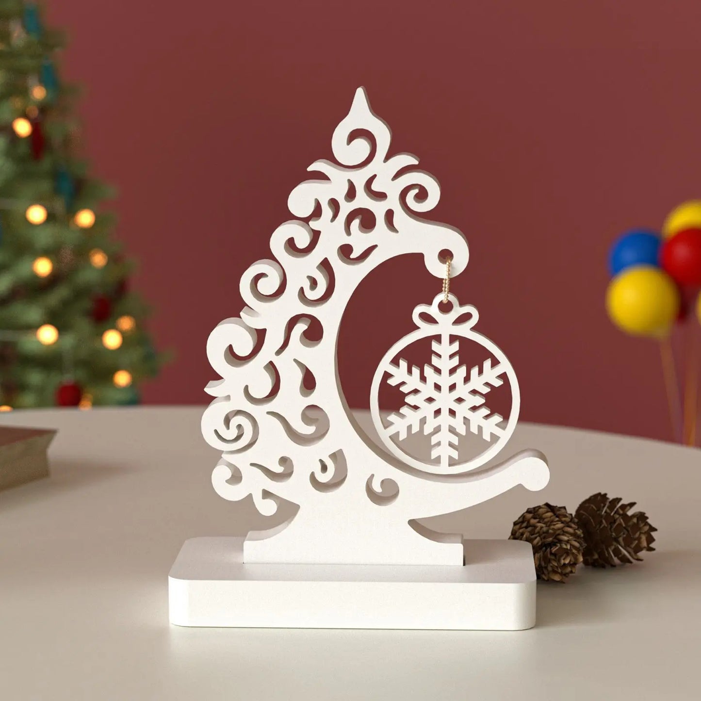 Christmas Tree Stand Snowflake Ornament Silicone Mold with Base DIY Christmas Ornament Crafts Gifts Home Decor Table Decorations