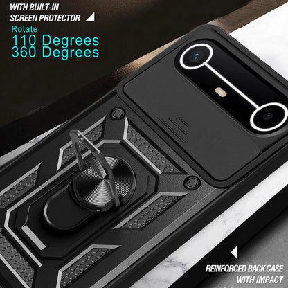 Slide Camera Cover for Tecno Spark Slim 4G Pova Slim 5G Case Ring Kickstand Holder Full Protective Shockproof Phone Capa Funda