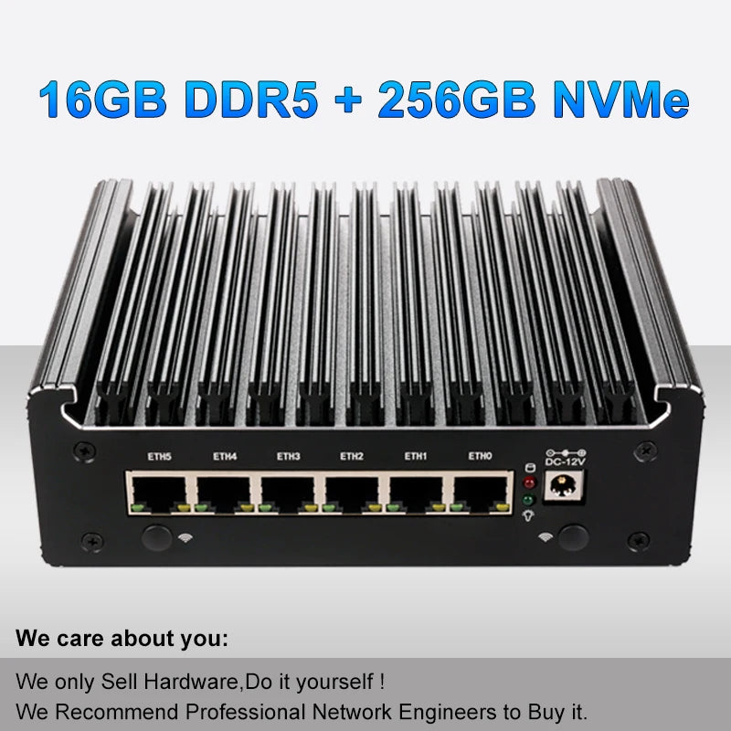 Intel Pentium Gold 8505 Soft Router 6 Lans I226-V 2.5G Fanless Mini PC COM HD DP USB Type-C DDR5 SATA PfSense Firewall Appliance