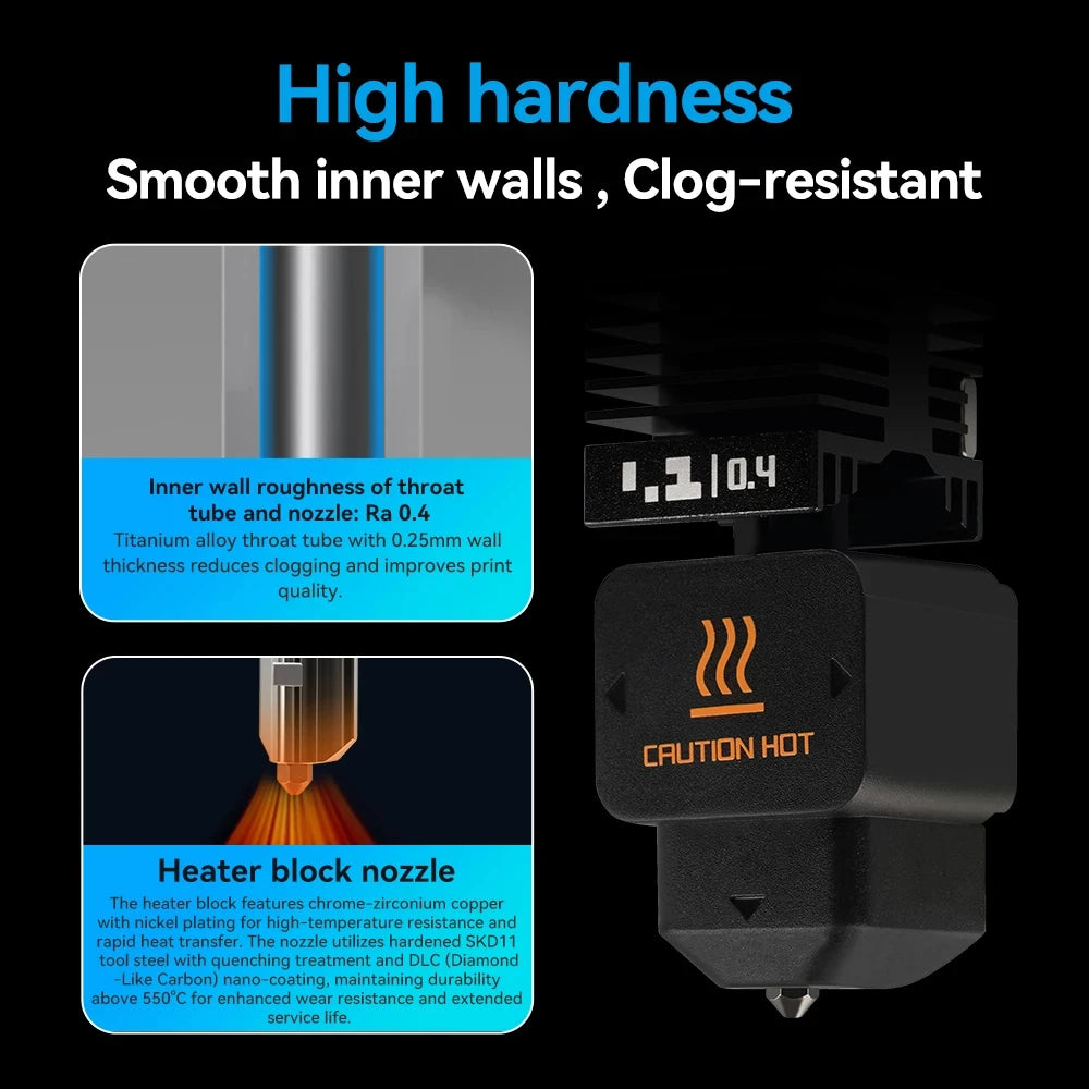 New High Quality H2D H2S H2C Hotend Kit with 0.2/0.4/0.6/0.8mm Hardened steel Nozzle Replace Hotend Kit For Bambu H2D A1/A1mini