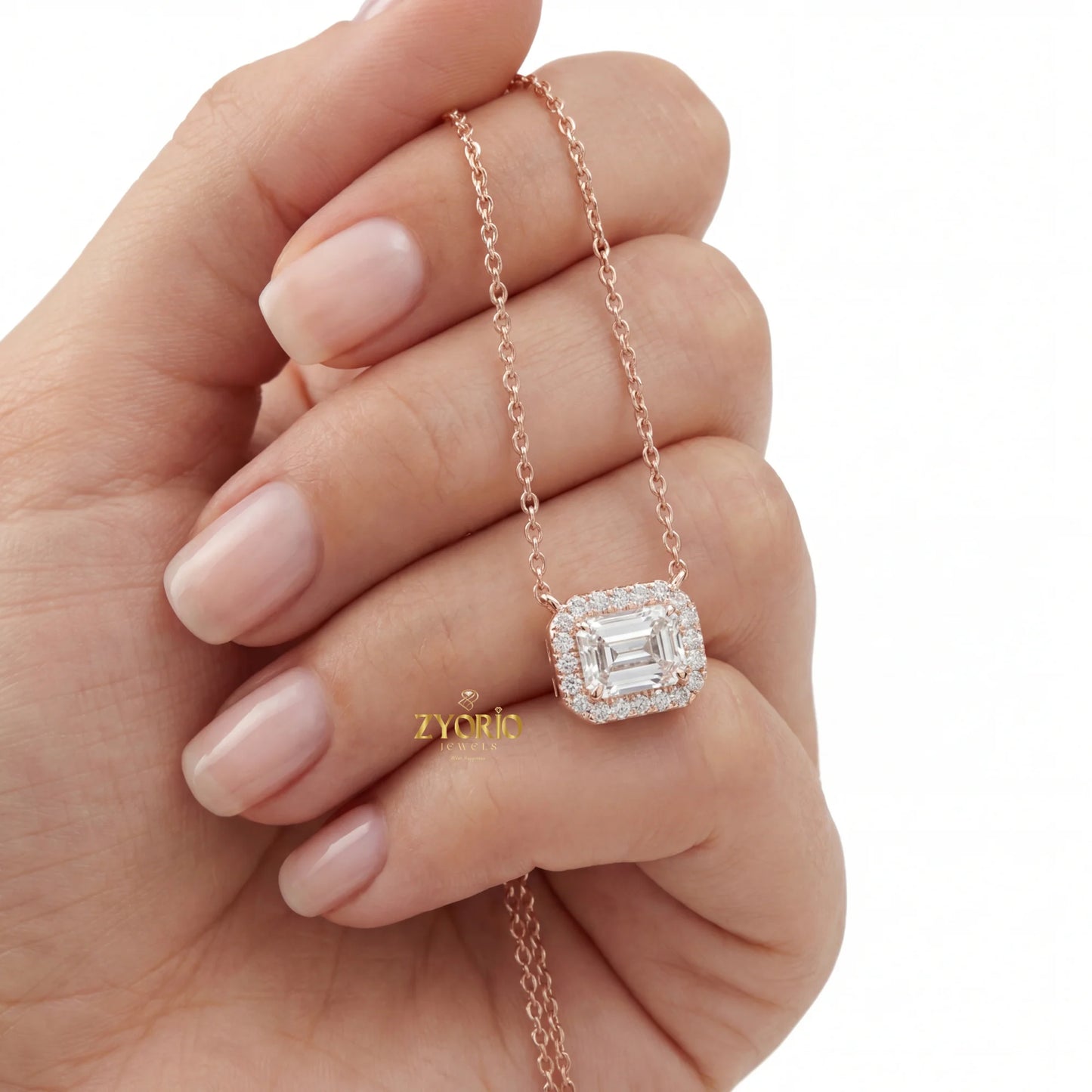 Luxury Emerald Cut Lab Grown Diamond Engagement Ring Solid 14K Gold Fine Jewelry Custom Bridal Bespoke Gift For Women
