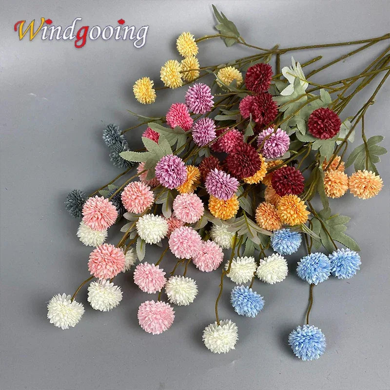 5 Head Dandelion Artificial Flowers Wedding Decoration Fake Flowers Small Thorn Ball DIY Home Decor Bouquet Valentine's Day Gift