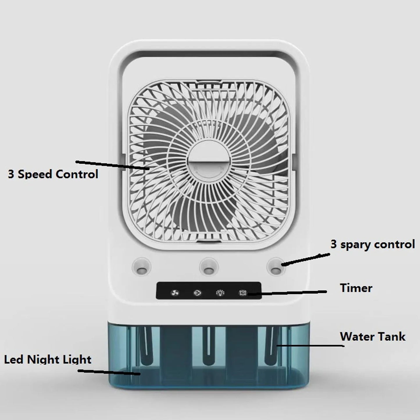 Portable Humidifying Fan Cooler Quiet 3 Gears Automatic Timing Cool Mist Evaporative Fan for Home