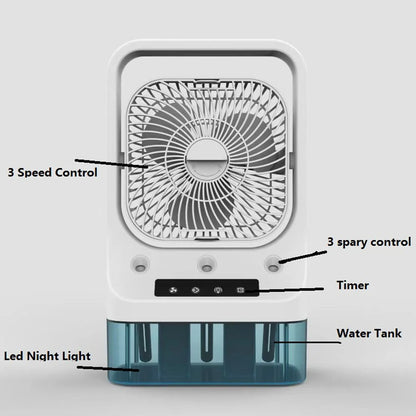 Portable Humidifying Fan Cooler Quiet 3 Gears Automatic Timing Cool Mist Evaporative Fan for Home