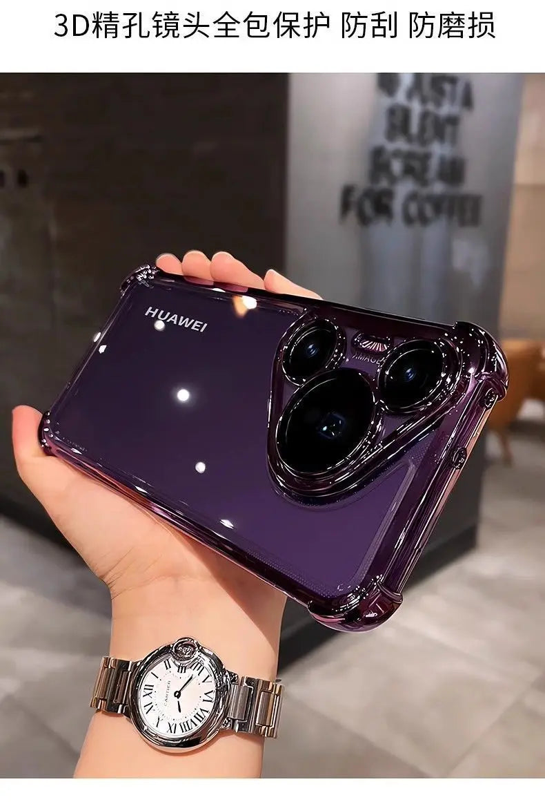 Case For Huawei Pura 80 Ultra 80 Pro plus Luxury Electroplating Transparent Four Corners Shockproof Back Cover For Huawei Pura80