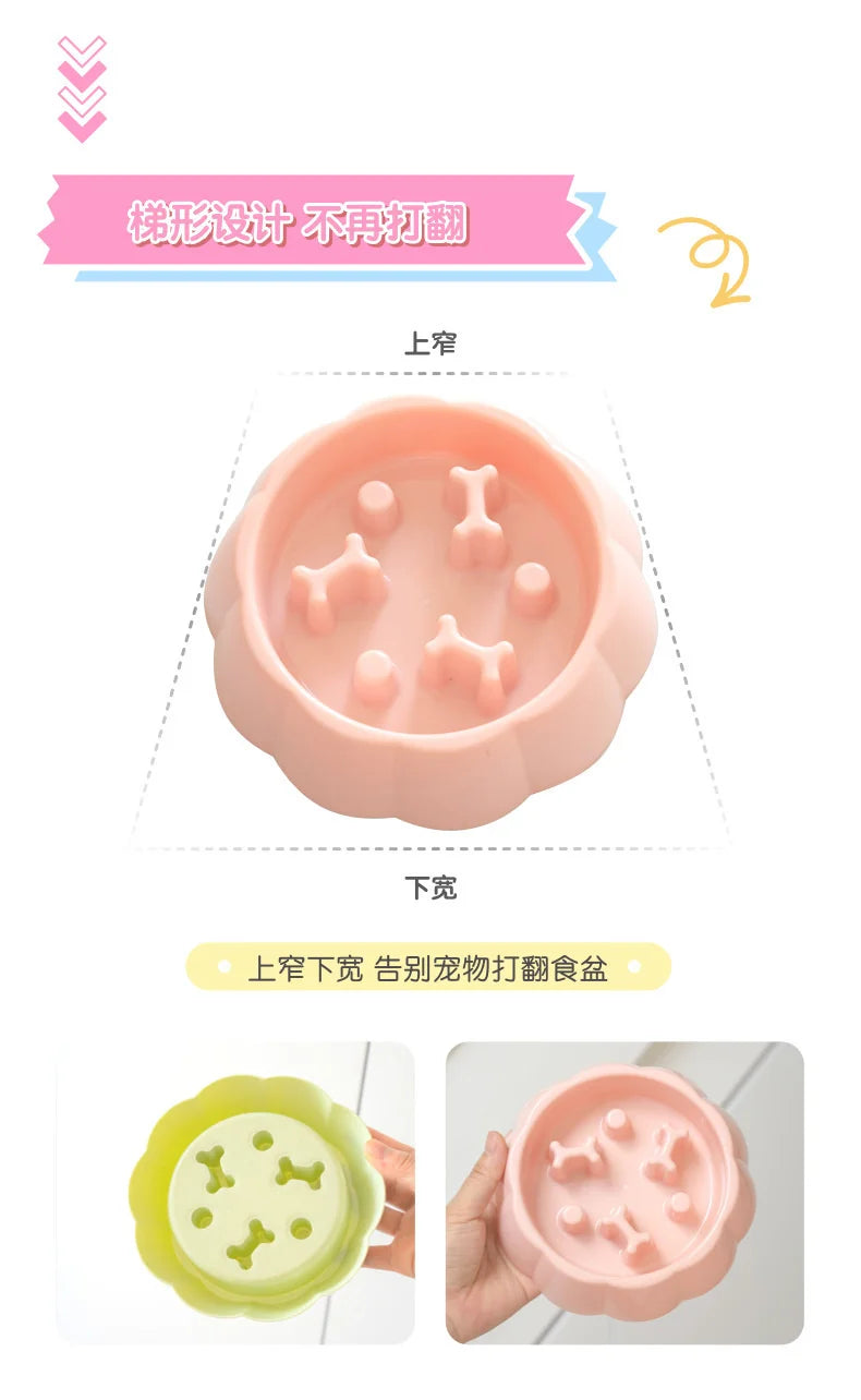 Pet Supplies Color Slow Feeder Cat Bowl Anti-choking Plastic Dog Puzzle Food Bowl, Dog Water Basin For Anxiety Relief