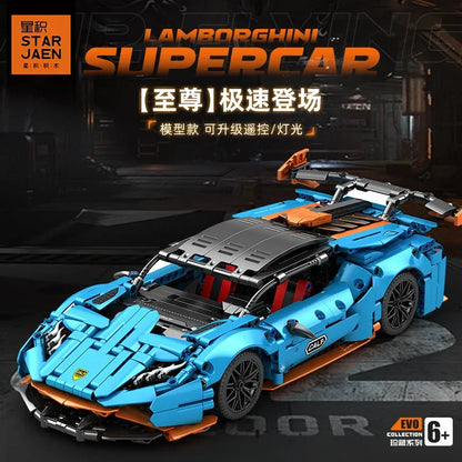 Racing Car Building Blocks Set Blue Sports Car Model Vehicle Bricks Boys Christmas Gift Kids Assembly Toy