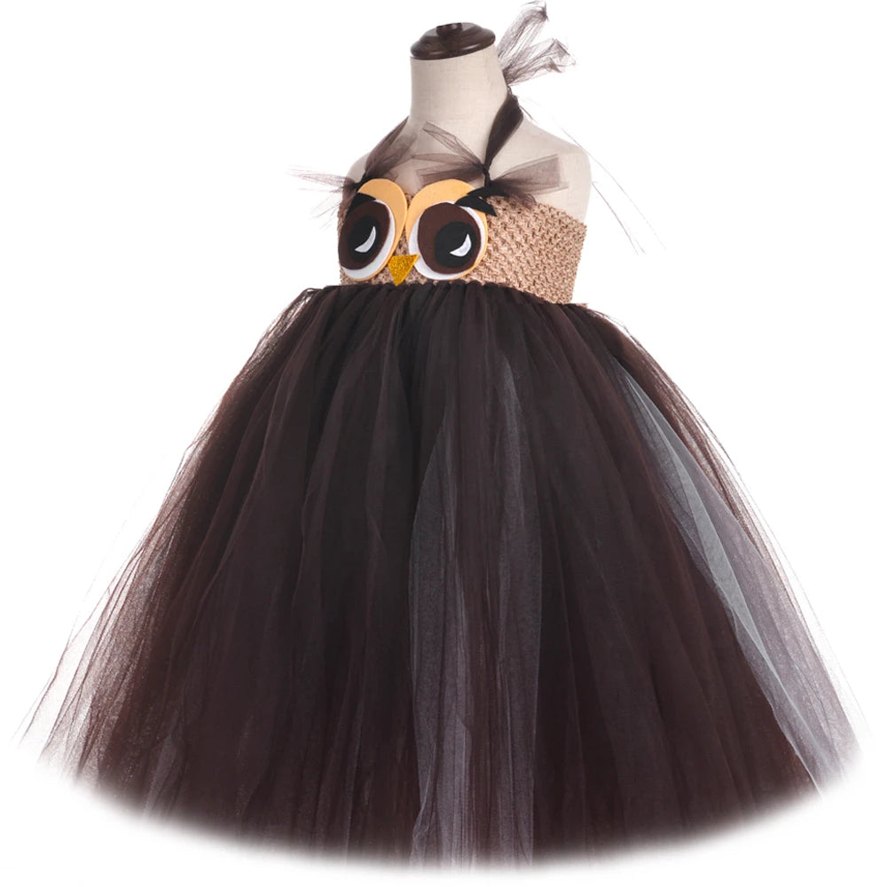 Cute Owl Tutu Dress for Baby Girls Birthday Halloween Costumes Kids Christmas Fancy Outfit Cartoon Animal Child New Year Clothes
