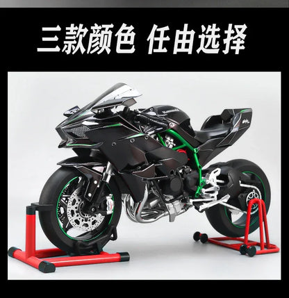 Large 1:6 Kawasaki H2R Bootable Sprayable Dynamic High Precision Alloy Motorcycle Model Diecast Sound Light Christmas Gift Box D
