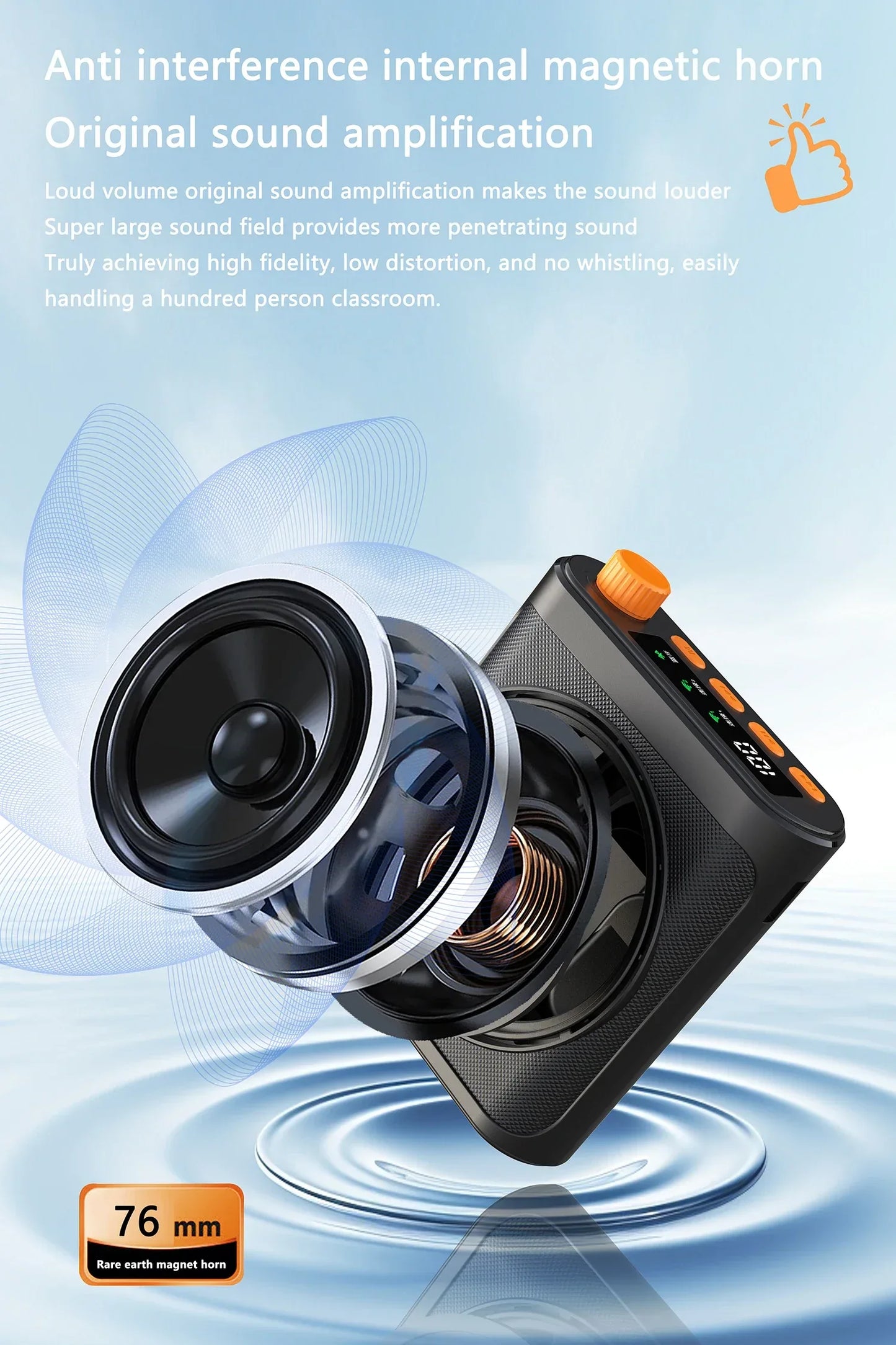 Mini Wireless Megaphone Speaker With Lavalier microphone Portable Voice Amplifier for Teachers, Elderly, Tour Guides, Coaches,