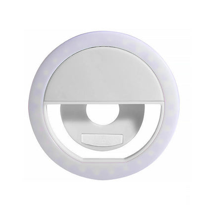 Universal Clip-On LED Selfie Ring Light, Rechargeable and Portable with 3 Adjustable Brightness Levels for All Phones