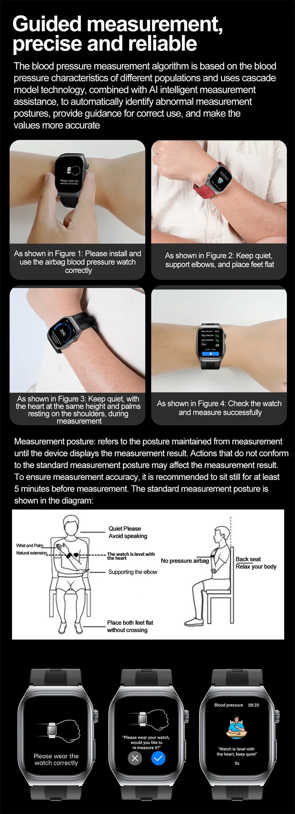 Sapphire Glass Air Pump Airbag Test Three High Smart Watches Men ECG Heart Rate Blood Pressure Health Tracker NFC Smartwatch