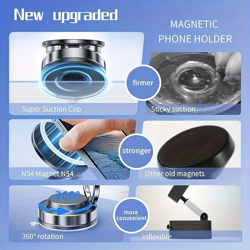 Magnetic Car Phone Holder 360° Rotatable Strong Magnet Stand Portable Mount Universal Suction Cup Phone Mount for MagSafe