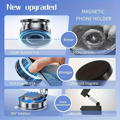 Magnetic Car Phone Holder 360° Rotatable Strong Magnet Stand Portable Mount Universal Suction Cup Phone Mount for MagSafe