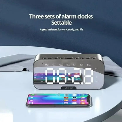 5-in-1 Digital Table Calendar LED Digital Display Sleep Timer Small Digital Clock Bluetooth with Mirror Electronic Alarm Clock