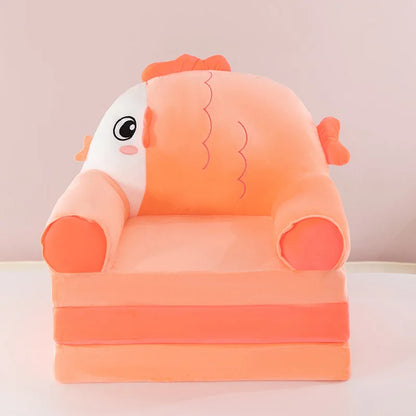Three-layer folding children's small sofa cartoon kindergarten baby seat stool plush toy lazy sofa removable