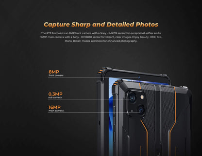OUKITEL RT3 PRO 8-inch HD Rugged Tablet 13.9mm Ultra-Slim Profile IP68 &IP69K & MIL-STD-810H, 16(4+12)GB +128GB, 5150mAh Battery