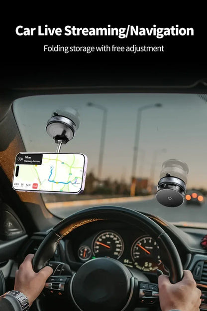 360° Rotation Vacuum Suction Cup For iPhone 12-17 Series Fast Charging Super Strong Magnetic Car Wireless Charger Phone Holder