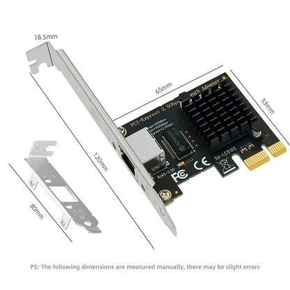 2.5G PICE To RJ45 Network Card RTL8125B chip 2500Mbps RJ45 PCI Express Converter Lan Ethernet Gigabit Adapter For Win7/8/10/11