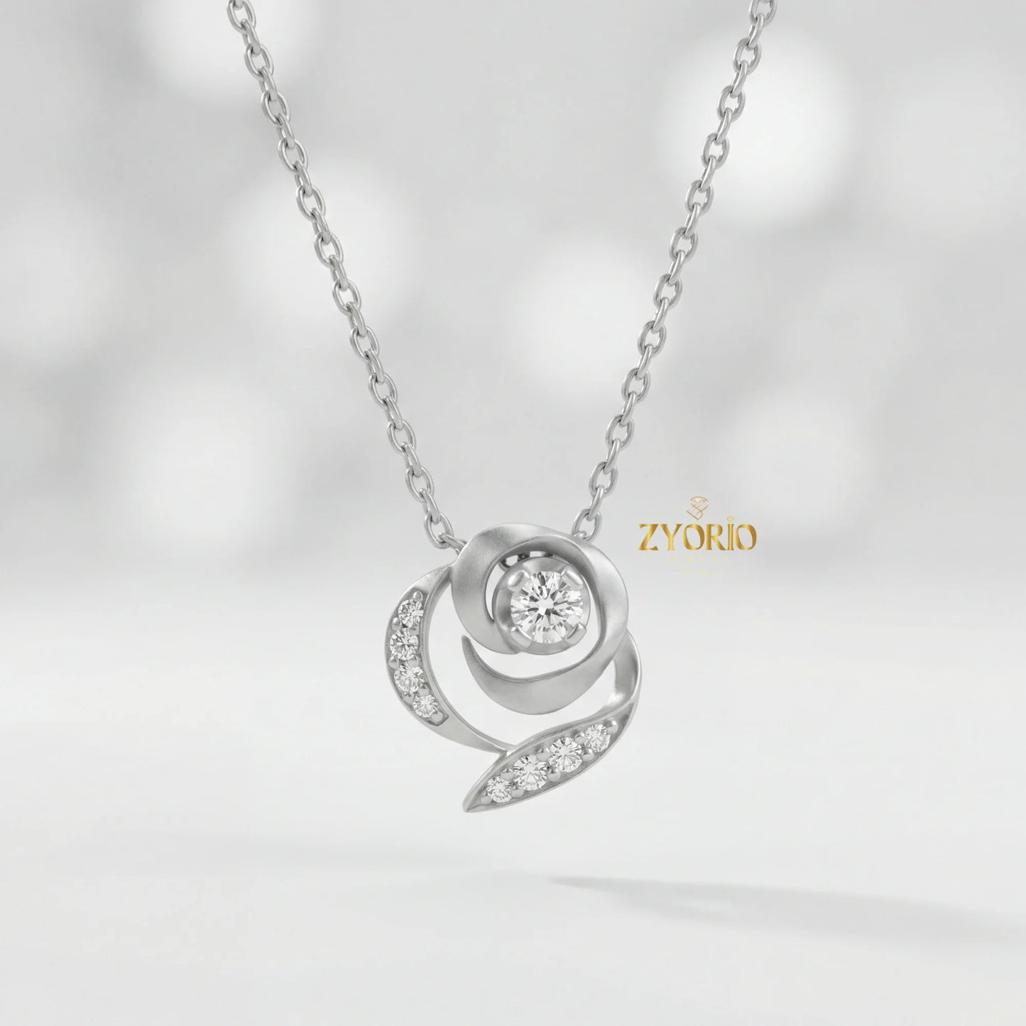 Silver Rose Gold Plated Diamond Pendant Necklace Luxury Engagement Wedding Party Jewelry Sparkling Diamond Women