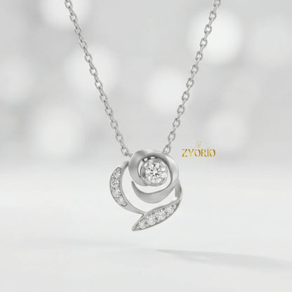 Silver Rose Gold Plated Diamond Pendant Necklace Luxury Engagement Wedding Party Jewelry Sparkling Diamond Women