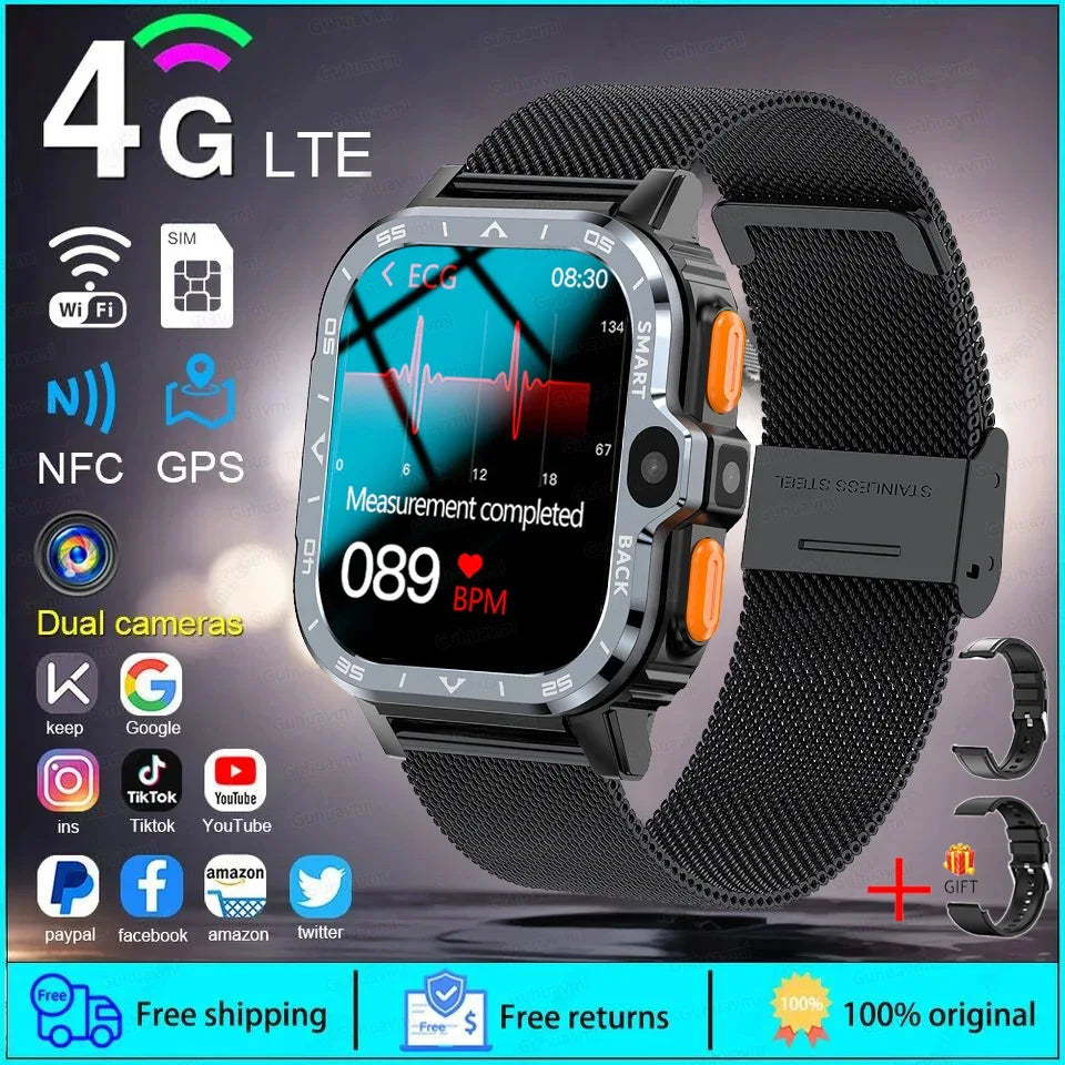 2024 New SIM Smart Watch 2.03inch 4G Network GPS Wifi NFC Dual Camera 64G ROM Storage Google Play Small mobile phone Smartwatch