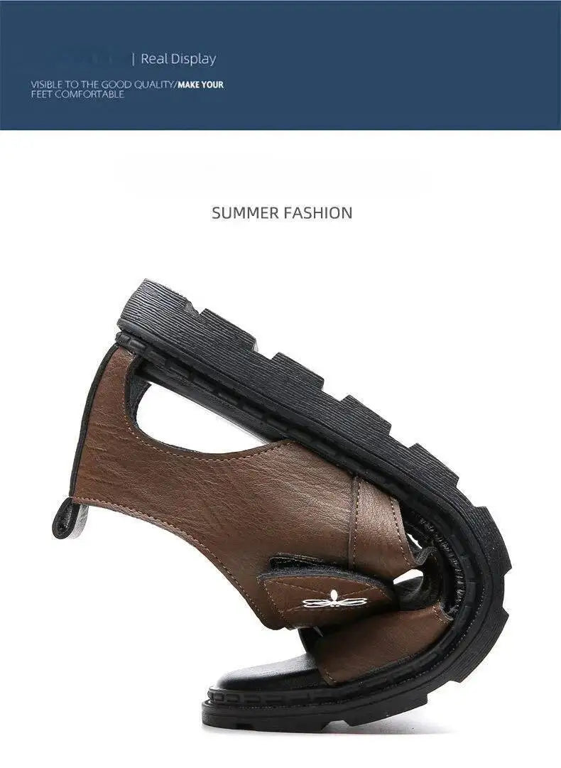 2025 New Fashion Brand Roman Sandals For Men Soft Sole Comfortable High-Quality Leather Beach Men's Casual Shoes