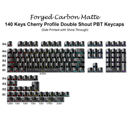 Babysbreath Side Print Shine Through Keycap Cherry Profile Double Shot PBT Keycaps 130 Key for Cherry MX Switches Gamer Keyboard