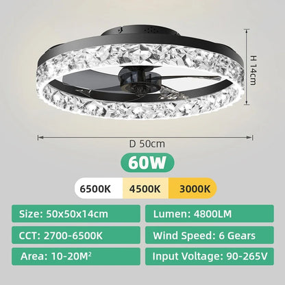 Modern Ceiling Fans Infinitely Dimmable Household Black White Ceiling Lamp With Remote Control Bedroom Living Room LED Fixtures