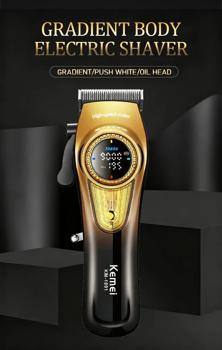Kemei 1691  Professional Barber Cutting Machines  Rotation Speed Adjustment LED Display Men's Hair Clipper Trimmer