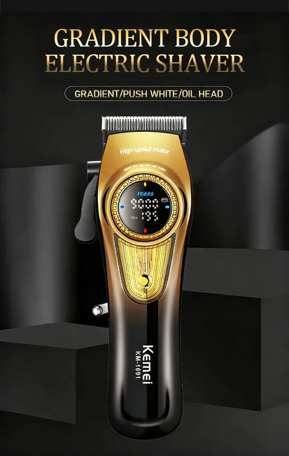 Kemei 1691  Professional Barber Cutting Machines  Rotation Speed Adjustment LED Display Men's Hair Clipper Trimmer