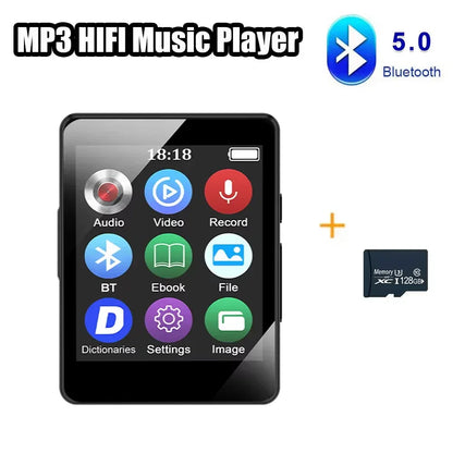 8-128GB MP3 Music Player Full Screen Touch MP4 Bluetooth Built-in Speaker Portable HiFi Music Player Video Playback recording