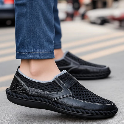 2025 Summer Shoes Men Loafers Mesh Breathable Flat Non-slip Mens Casual Shoes Brand Footwear Plus Size 45 Black Green Blue D328