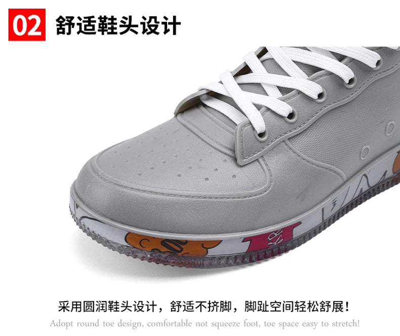 Men Rain Boots Fashion Trendy Nude Boots Anti-skid Work Chef Shoes Durable Waterproof Rubber Fishing Shoes Male Sneakers 2023New