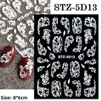 1pc Christmas Nail Art Stickers 5D Winter Holiday Themed Nail Decor Santa/Snowflakes/Christmas Trees/Gingerbread Nail Supplies *