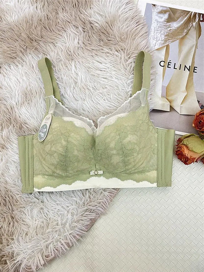 Victoria Style Lace Bra Large Chest Minimizer Ultra Thin Cup Wireless Comfort Push Up Sexy Lingerie Seamless No Underwire MOYISU