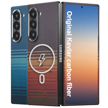 For Magsafe Magnetic Case For Samsung Galaxy Z Fold 6 Fold 7 5G Aramid Carbon Fiber Ultra-Thin Cover for Galaxy Z Fold 5 4 Case