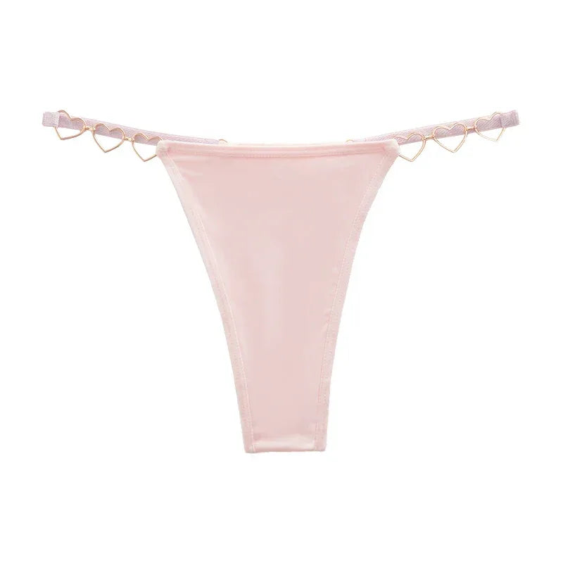 1pcs Women Sexy Thongs Low Rise Lady G-string Heart Decoration Erotic Intimate Lingerie T-Back New Fashion Cotton Crotch Panties