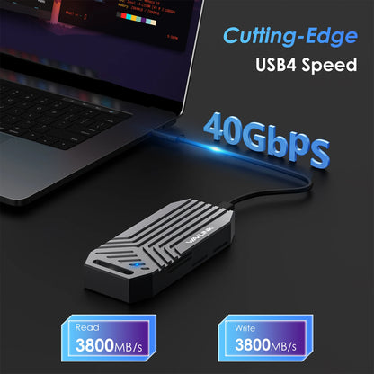 WAVLINK 40Gbps M.2 PCIe NVMe SSD Enclosure USB4 External Hard Drive Enclosure For B+M/M-Key Thunderbolt 4/3/USB4/USB3.2 SSD Case
