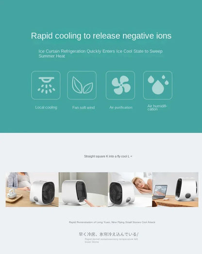 New Desktop Water Cooling Fan Mini Refrigeration Air Conditioner USB Air Cooler Convenient Mobile Humidification High Wind Spray