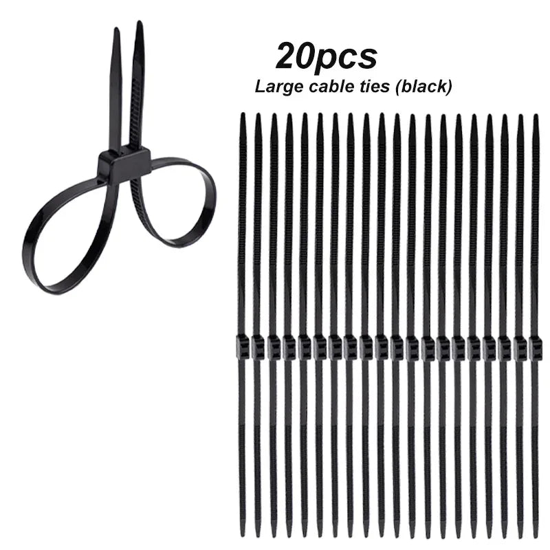 2/20pcs Heavy Duty Police Handcuffs (27.5") | Flexible Self-Locking Double Head Nylon Cable Zip Ties