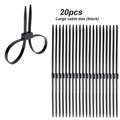 2/20pcs Heavy Duty Police Handcuffs (27.5") | Flexible Self-Locking Double Head Nylon Cable Zip Ties